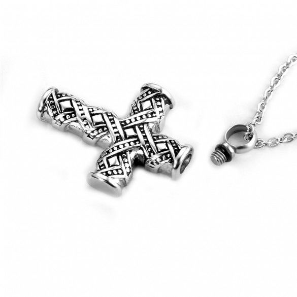 Engraved Vintage Cross Cremation Necklace