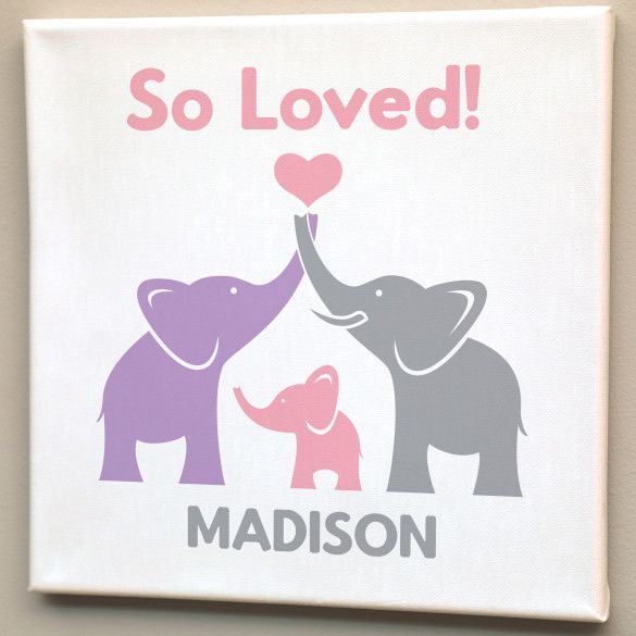 Customized Elephant Family Painting | Unique Home Decor Gifts for Children