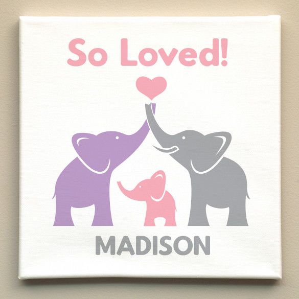 Elephant Canvas Art | Personalized Painting for Child | Unique Home Decor Gifts