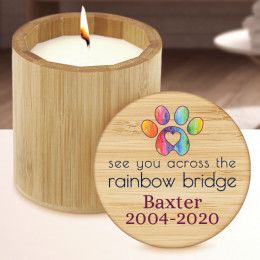 Rainbow Bridge Personalized Pet Memorial Candle