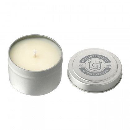 Imprinted Zen Tea 2.7 oz Mini Tin Candle | Promotional Tea Candles