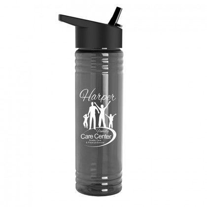 Custom Slim Fit Water Bottles Flip Straw Lid - Smoke bottle, Black lid