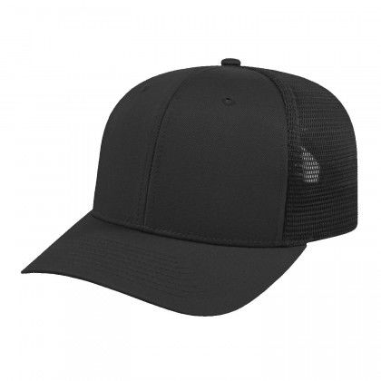 Embroidered Flexfit Trucker Mesh Cap - Black