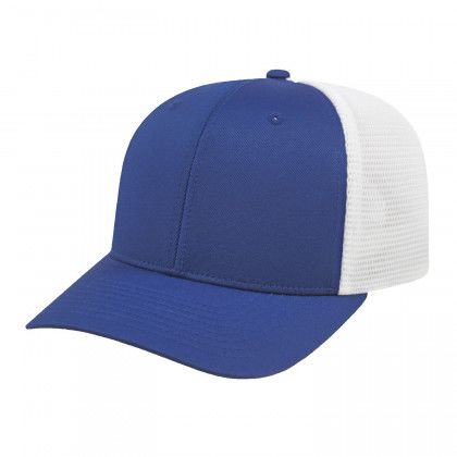 Embroidered Flexfit Trucker Mesh Cap - Royal/white