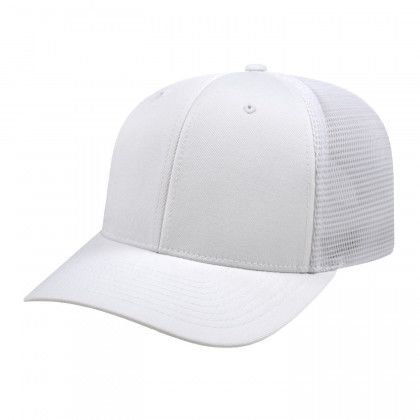 Embroidered Flexfit Trucker Mesh Cap - white