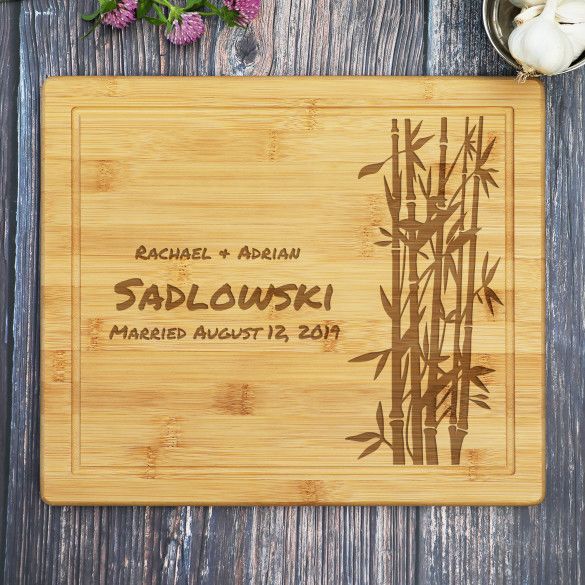 Personalized Bamboo Cutting Board with Lucky Bamboo Design