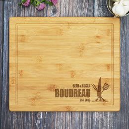 Kitchen Utensils Family Name Bamboo Cutting Board