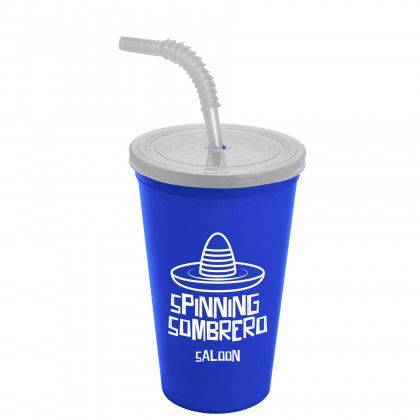 Logo Imprinted Sport Sipper with Flex Straw - Royal blue