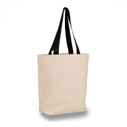 Black Custom 12 oz. Natural Cotton Canvas Tote