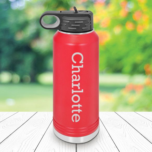 Red Polar Camel Water Bottle With Name - 20oz