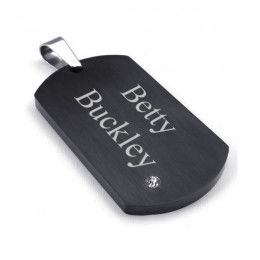 Rhinestone Accent Gunmetal Black Engraved Dog Tag