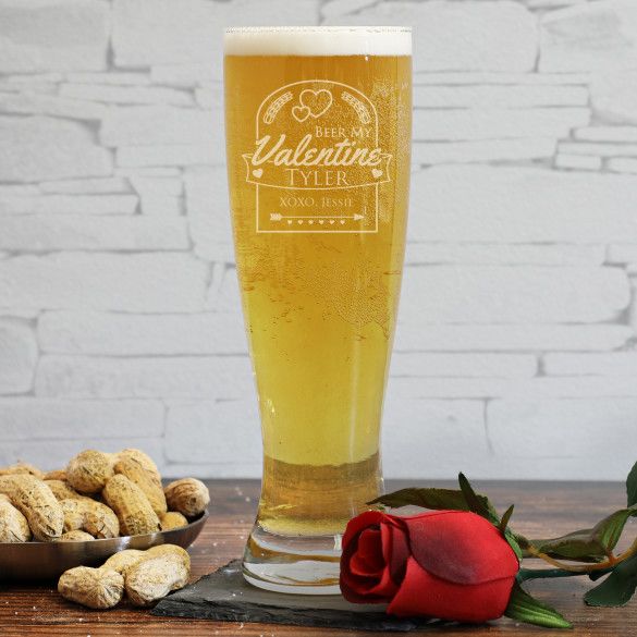 Beer My Valentine Pilsner Glass 16oz