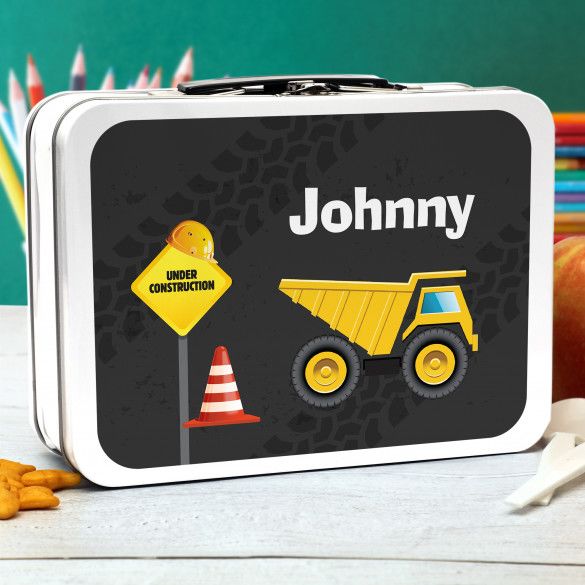 Dump Truck Personalized Retro Metal Lunch Box