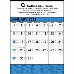 Blue and Black Wall Calendar With Imprinted Logo