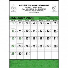 Green and Black Wall Calendar Customized