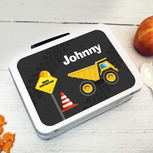 Dump Truck Personalized Retro Metal Lunch Box