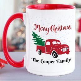 Vintage Red Truck Personalized Large Coffee Mug - 15oz