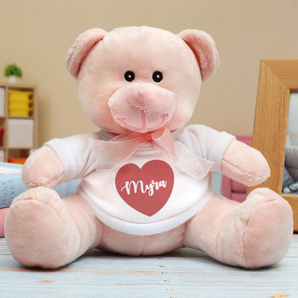 Personalized Pink Bear with Name | Custom Pink Baby Bear