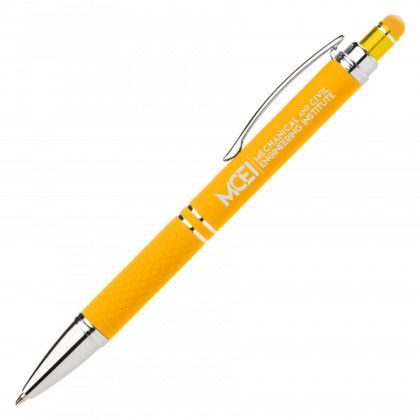 Engraved Logo Phoenix Softy Brights Pen with Stylus - Yellow
