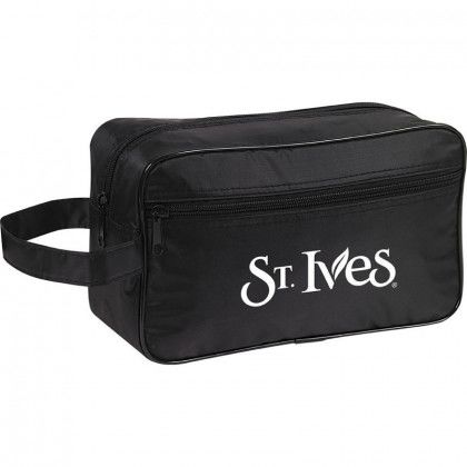 Black Zippered Toiletry Bag with Logo