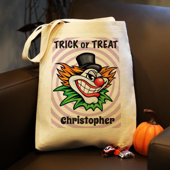 Creepy Clown Personalized Halloween Trick or Treat Bag