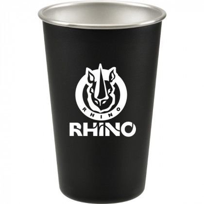 Imprinted Stainless Steel 16 oz Pint Tumbler | Branded Pint Glasses - Black