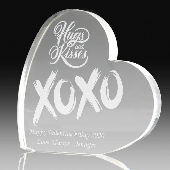 Customized Hugs and Kisses Heart Keepsake | Personalized Heart Keepsake | Laser Engraved Heart | Perfect Romantic Gift