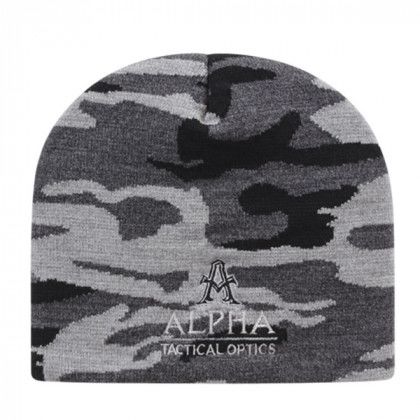 Grey Camo Custom Knit Cap | Promotional Camo Caps