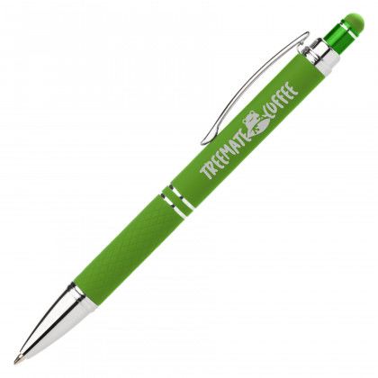 Engraved Logo Phoenix Softy Brights Pen with Stylus - Green