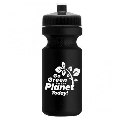 Promotional 22 oz Recycled Eco-Cycle Bottle - Black Bottle Black Cap