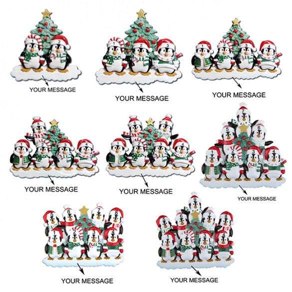 Holiday Penguins Personalized Family Ornament