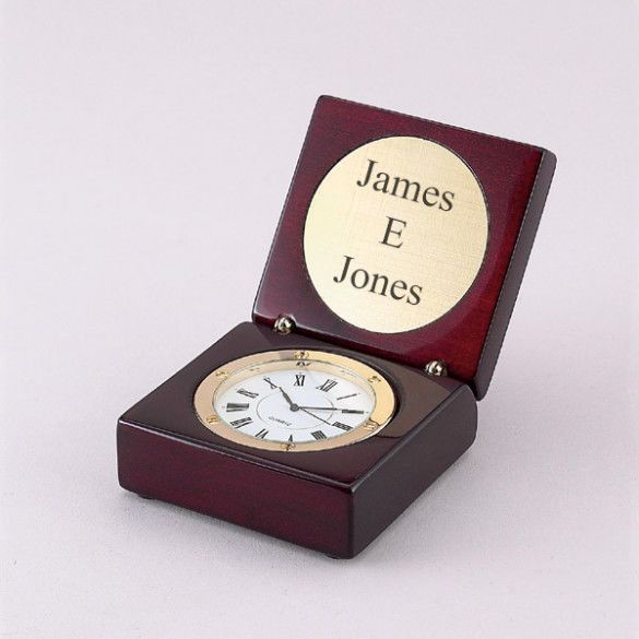 Personalized Rosewood Desk Clock with Piano Finish