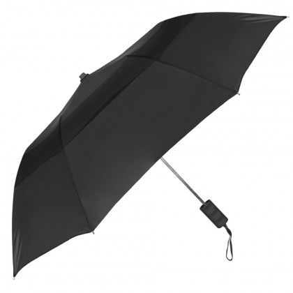 Custom Black StrombergBrand Vented Windproof Folding Umbrella