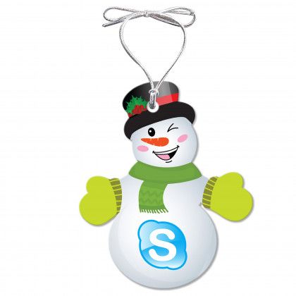 Full Color Logo Acrylic Holiday Ornaments - Snowman Stock Shape