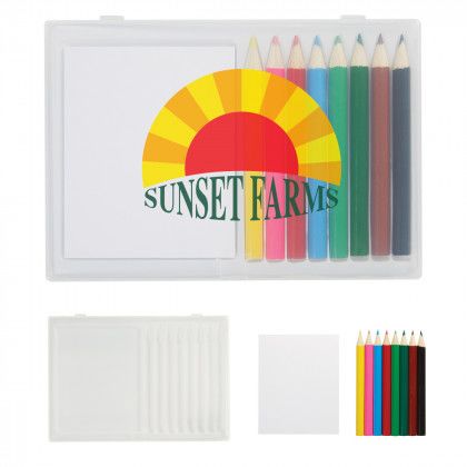 Printed Colored Pencil Art Set in Case 8 Pc - with optional full color imprint