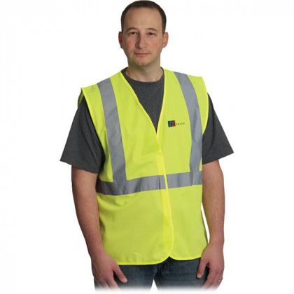Color Logo Class 2 Solid Fabric Vest - Yellow