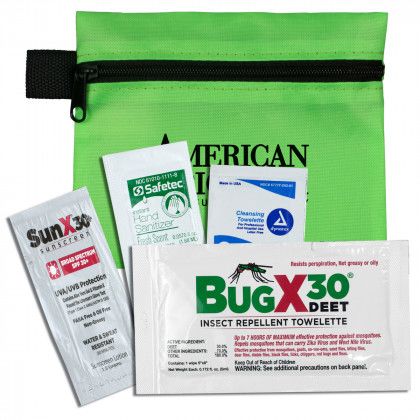 Stay Safe Kit Custom Insect Repellent & Sunscreen Kit Zipper Pouch - Green