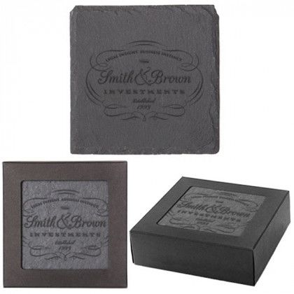 Customized Square Slate Coaster Set