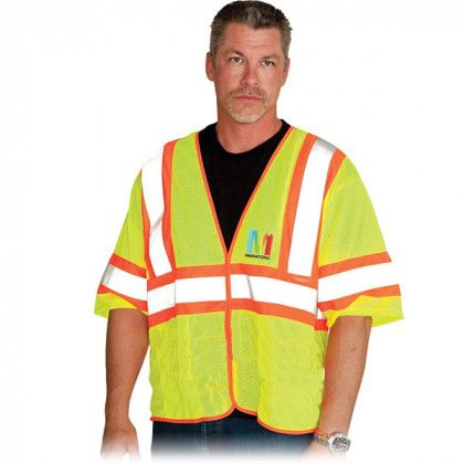 Logo Value Two Tone Class 3 Mesh Vest  - Yellow