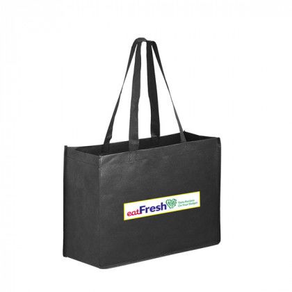 Black Non-Woven Tote-Large Imprint-4 Color Process- Wide