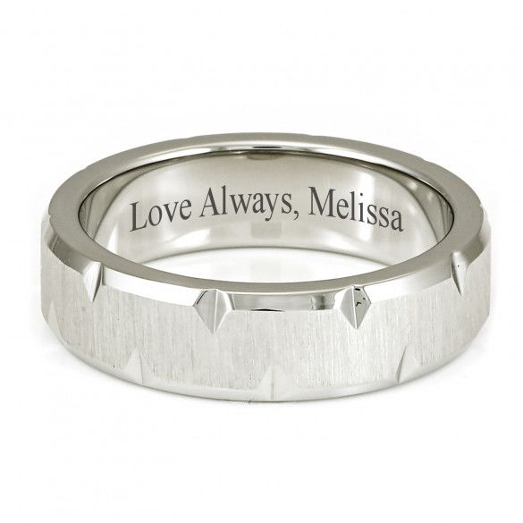 Men's Engraved Stainless Steel Notched Band