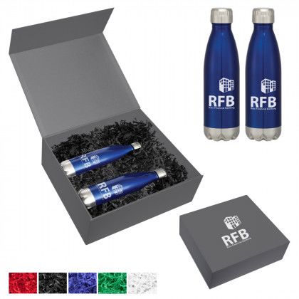 Printed Swiggy Stainless Steel Bottle Gift Set 16oz  - Gray box