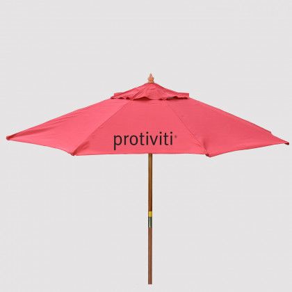 Wood Market Umbrella 9' with Logo Red