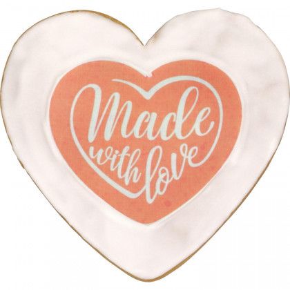 Full Color Logo Heart Cookie | Promotional Cookie Giveaways