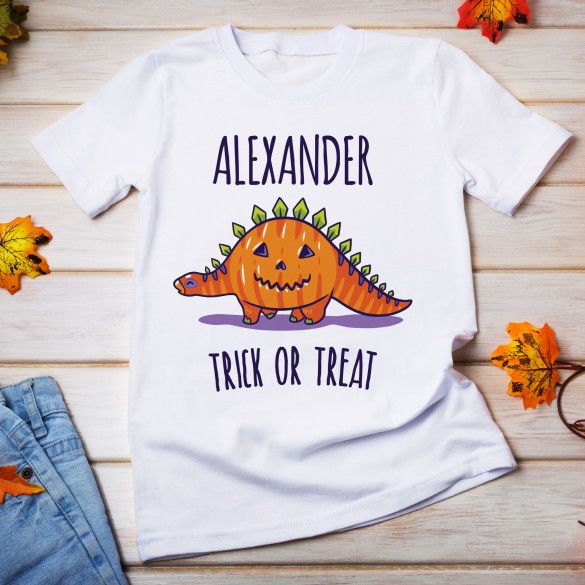 Pumpkin-saurus Personalized Halloween Toddler T-Shirt | Halloween Stegosaurus Shirt