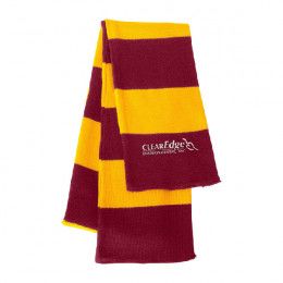 Sportsman Rugby Striped Knit Scarf - Logo - Cardinal red/gold