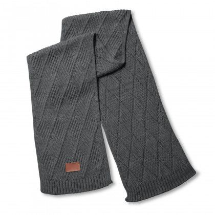 Custom Logo Trellis Knit Scarf - Charcoal heather