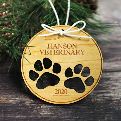 aw Prints Wood Engraved Pet Christmas Ornament Cherry