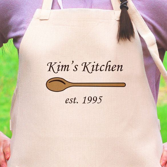 Wooden Spoon Customized Kitchen Apron | Customized Apron for Mom | Personalized Kitchen Apron