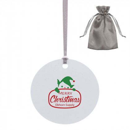 Logo Imprinted Metal Circle Ornament | Custom Holiday Gifts